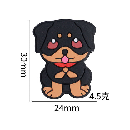 Rainbow Little White Horse Cartoon Rottweiler silicone beads puppy loose beads