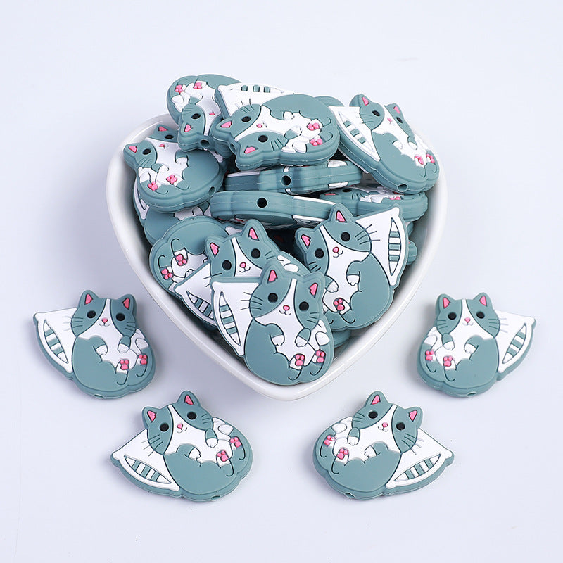 Rainbow Little White Horse Cartoon Rottweiler silicone beads puppy loose beads