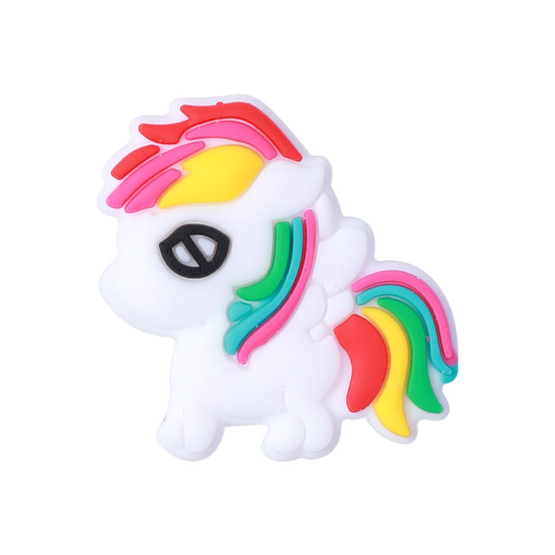 Rainbow Little White Horse Cartoon Rottweiler silicone beads puppy loose | Silicone Bead for DIY Bracelet & Keychain Making