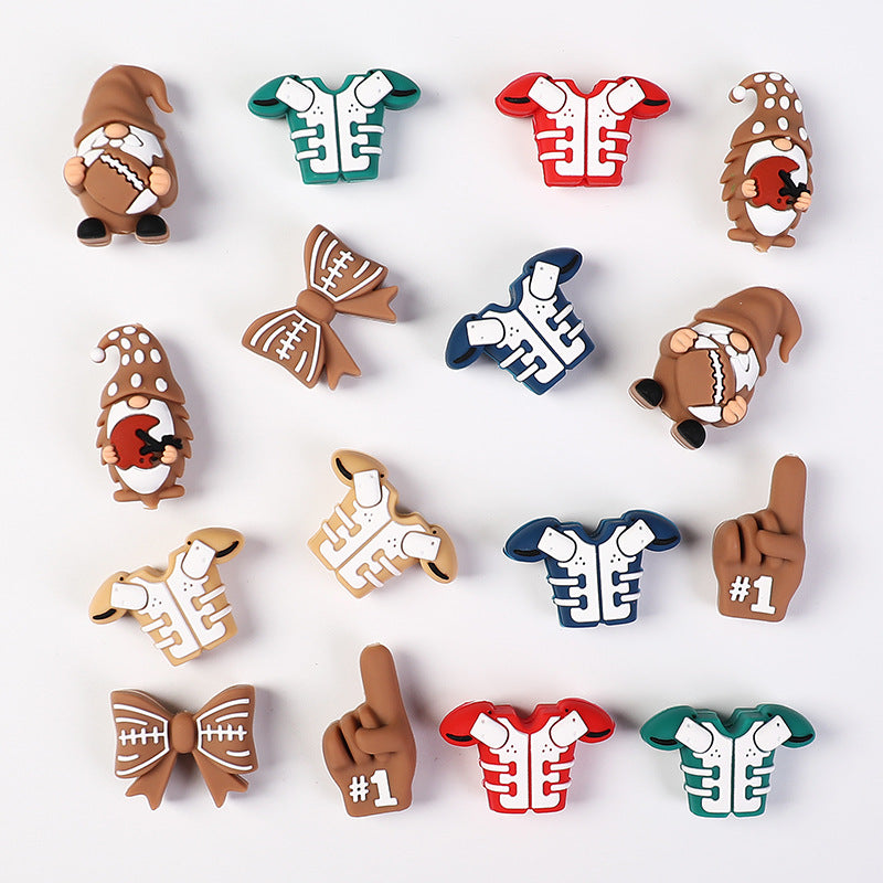 New 3D Silicone Bead Rugby Jersey with Creative Bow Design, Featuring | Silicone Focal Bead for DIY Keychain & Pen Wrap