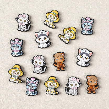 New Cute Kitten Silicone Beaded Charms Featuring Various Hats | Silicone Focal Bead for DIY Keychain & Pen Wrap