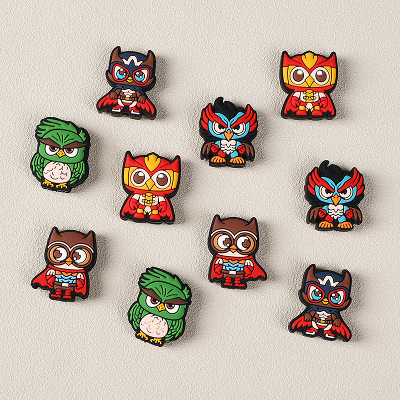 Cartoon Owl Silicone Focus Beads | Silicone Focal Bead for DIY Keychain & Pen Wrap