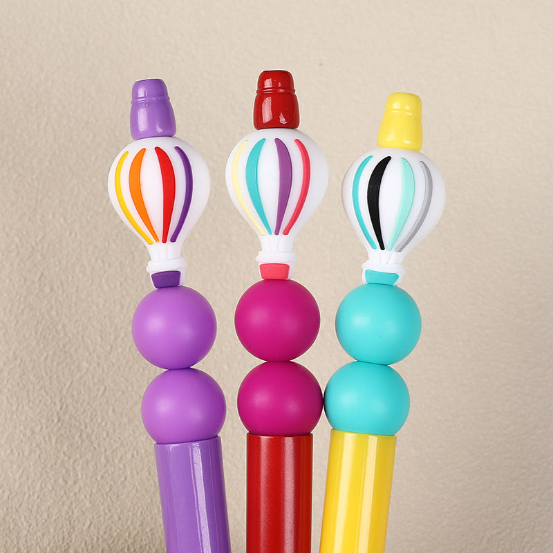 New Colorful Striped Hot Air Balloon 3D Silicone Focus Beads