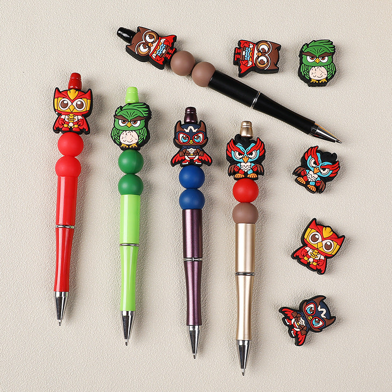 Cartoon Owl Silicone Focus Beads | Silicone Focal Bead for DIY Keychain & Pen Wrap