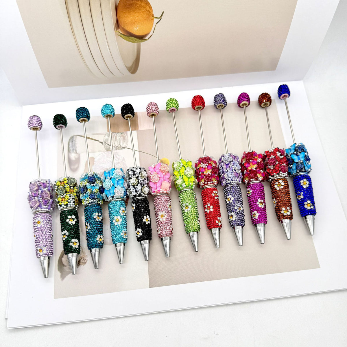 New Butterfly Rose Diamond Multicolor Beaded Pen | DIY Beadable Pen Craft Gift Idea