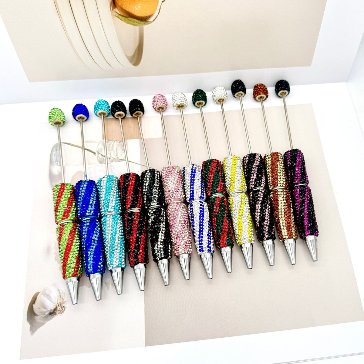 Fully Diamond Two-color Twill Ballpoint Pen | DIY Beadable Pen Craft Gift Idea