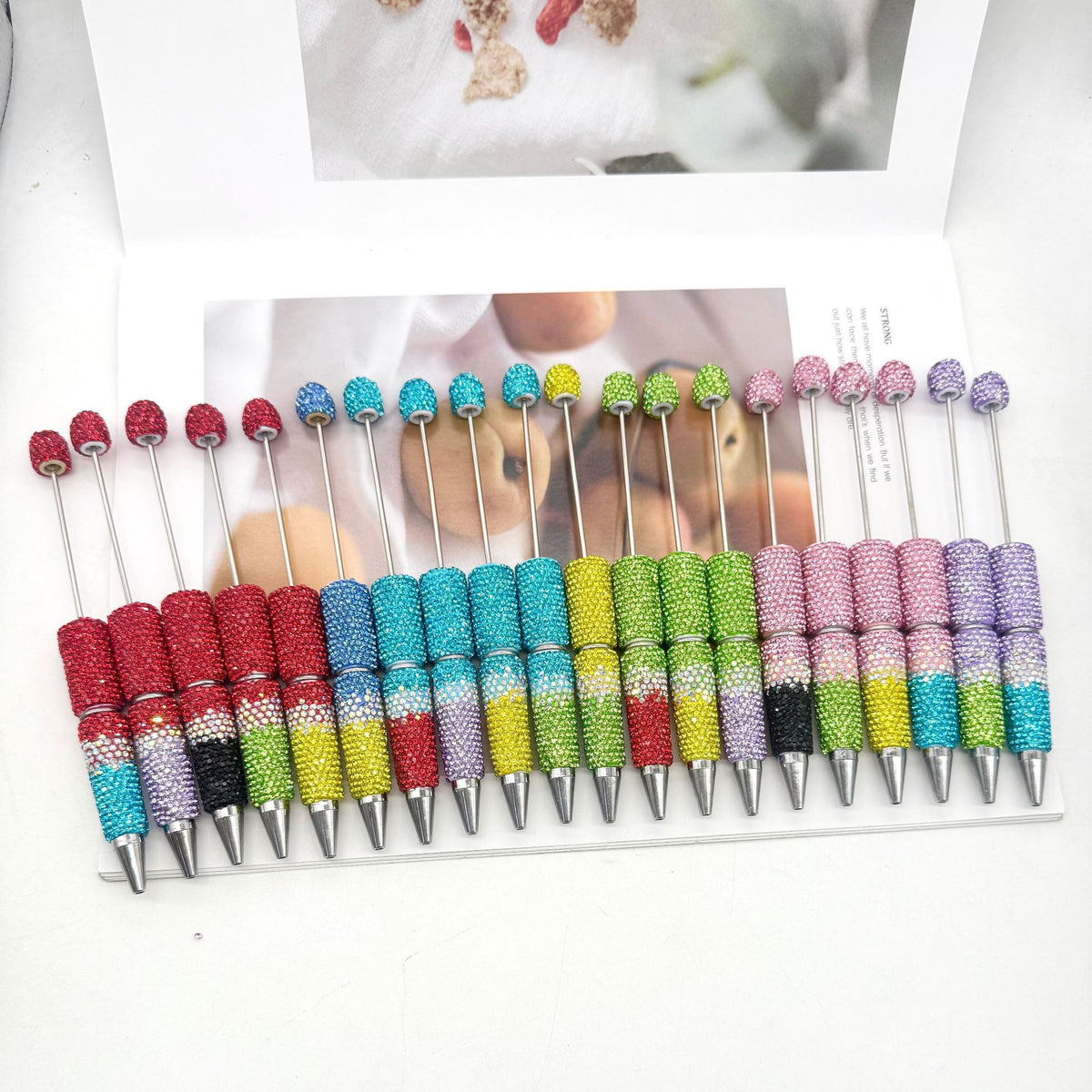 New Three-color Gradient Full-diamond Beaded Pen | DIY Beadable Pen Craft Gift Idea