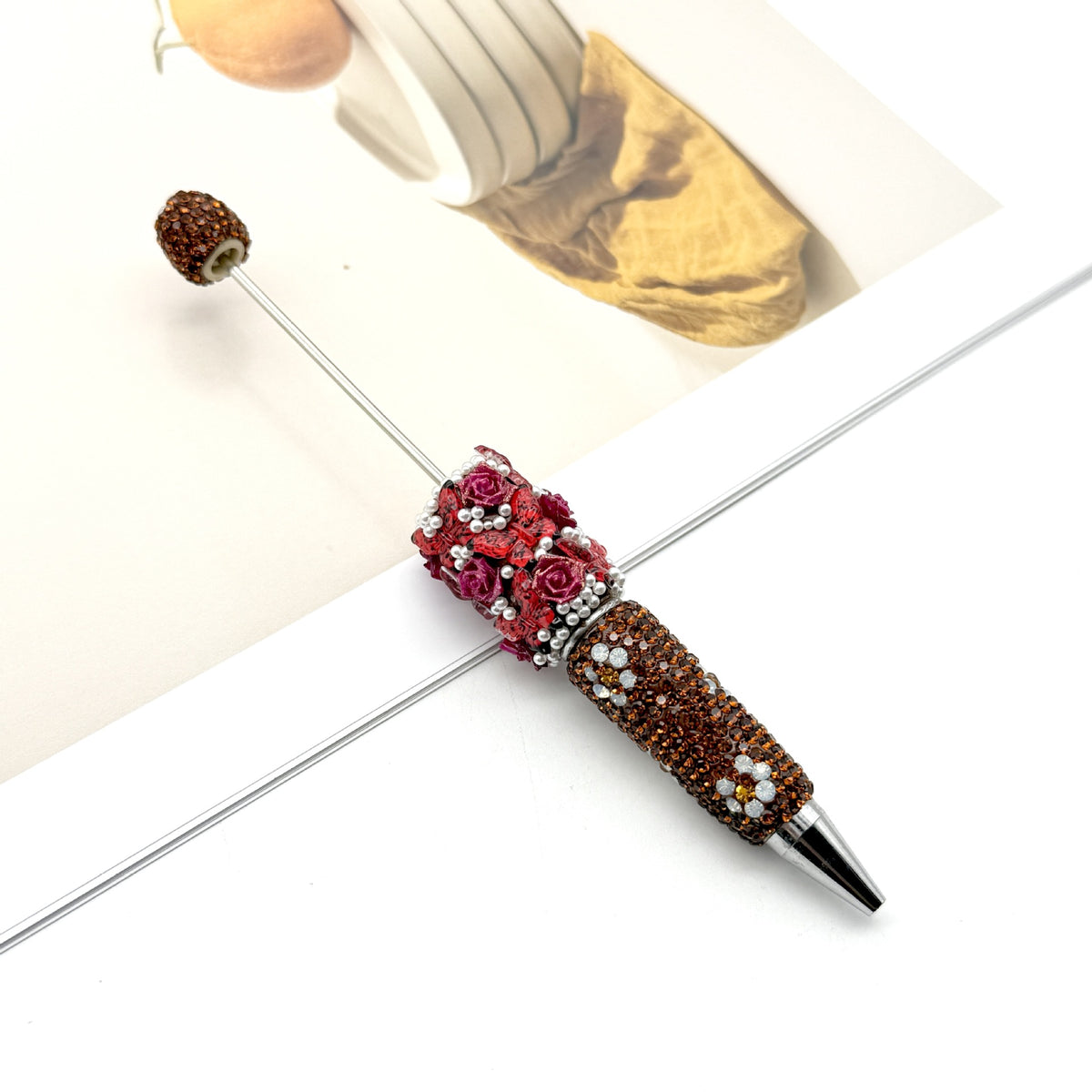 New Butterfly Rose Diamond Multicolor Beaded Pen | DIY Beadable Pen Craft Gift Idea
