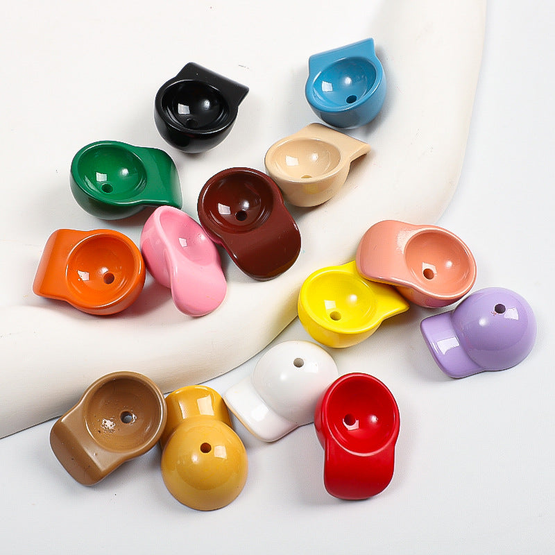 Acrylic Candy-colored Baseball Cap, Painted DIY, Straight Hole | Acrylic Bead for DIY Bracelet Keychain Jewelry Making