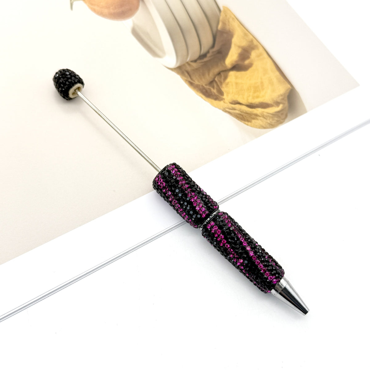 Fully Diamond Two-color Twill Ballpoint Pen | DIY Beadable Pen Craft Gift Idea