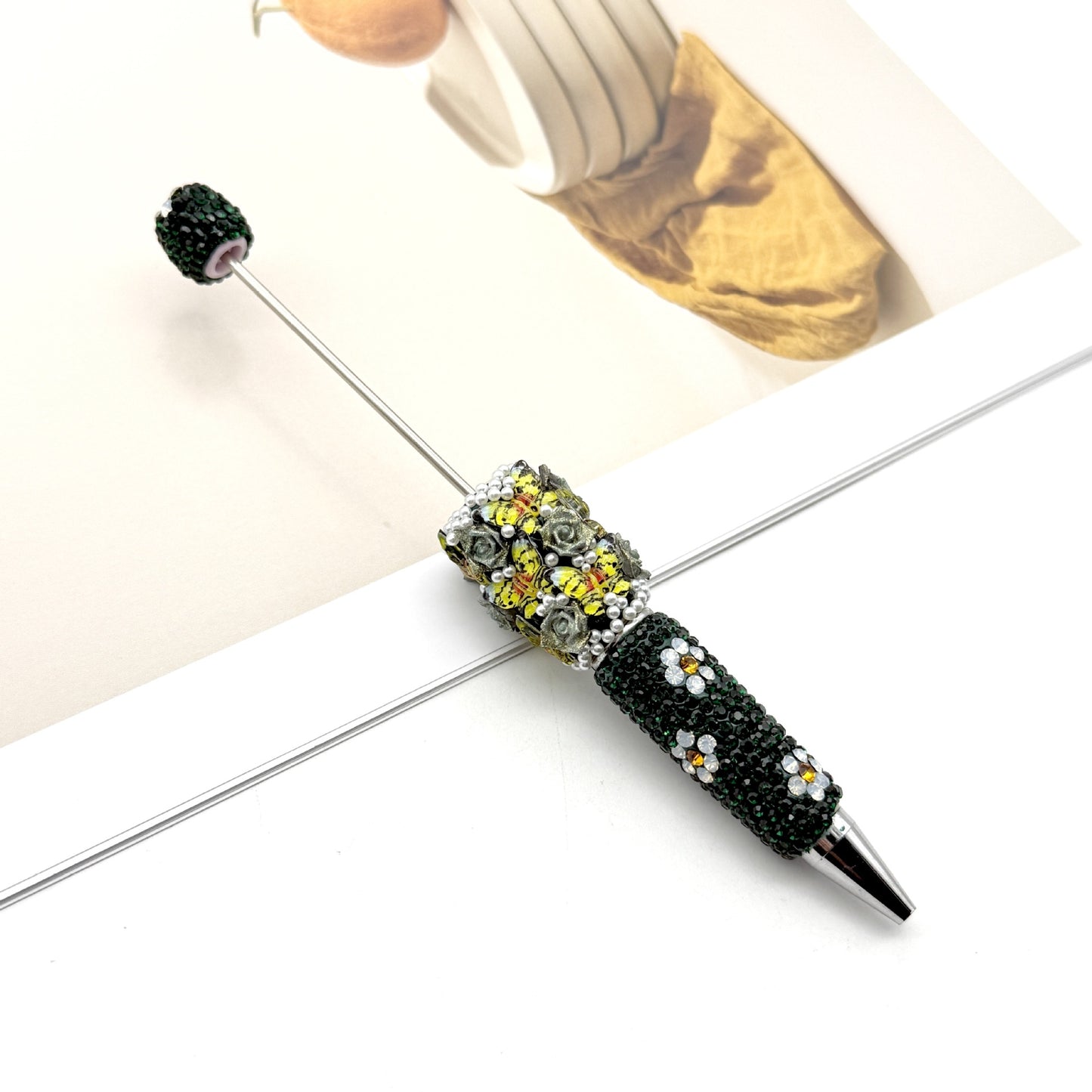 New Butterfly Rose Diamond Multicolor Beaded Pen