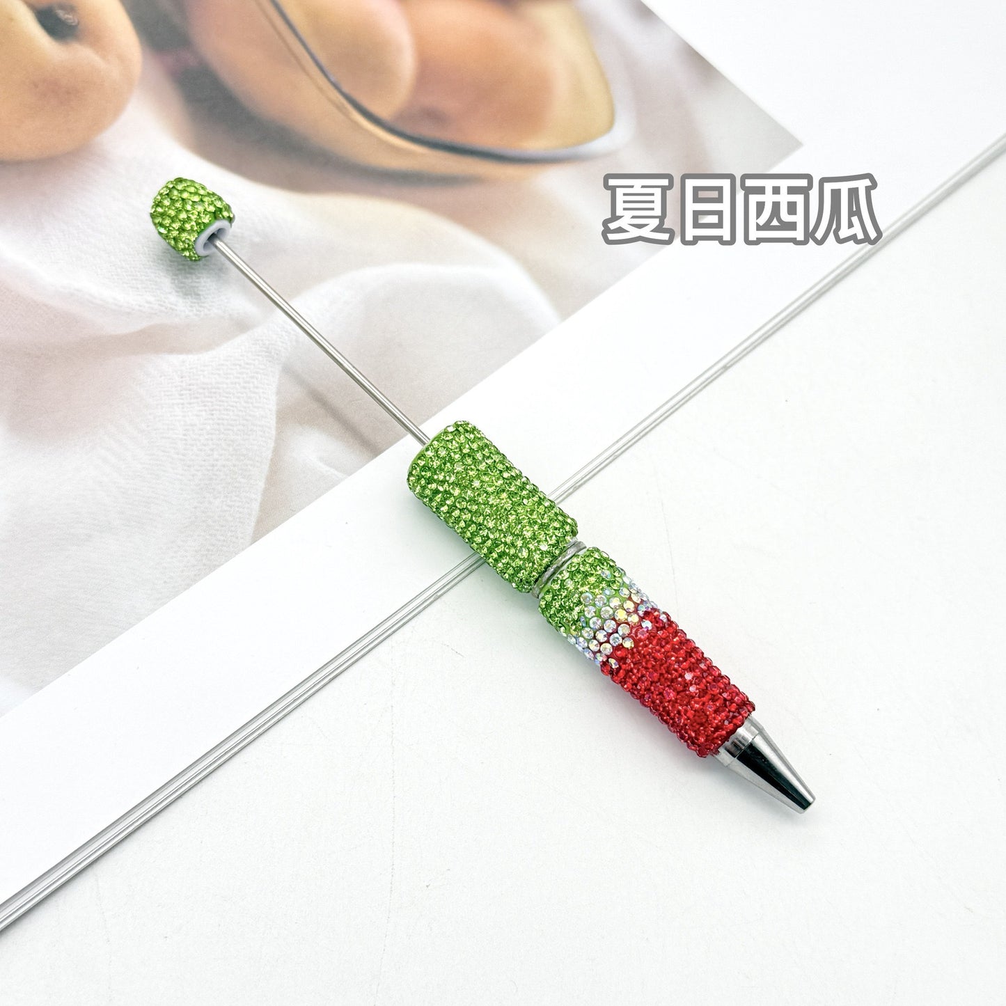 New Three-color Gradient Full-diamond Beaded Pen