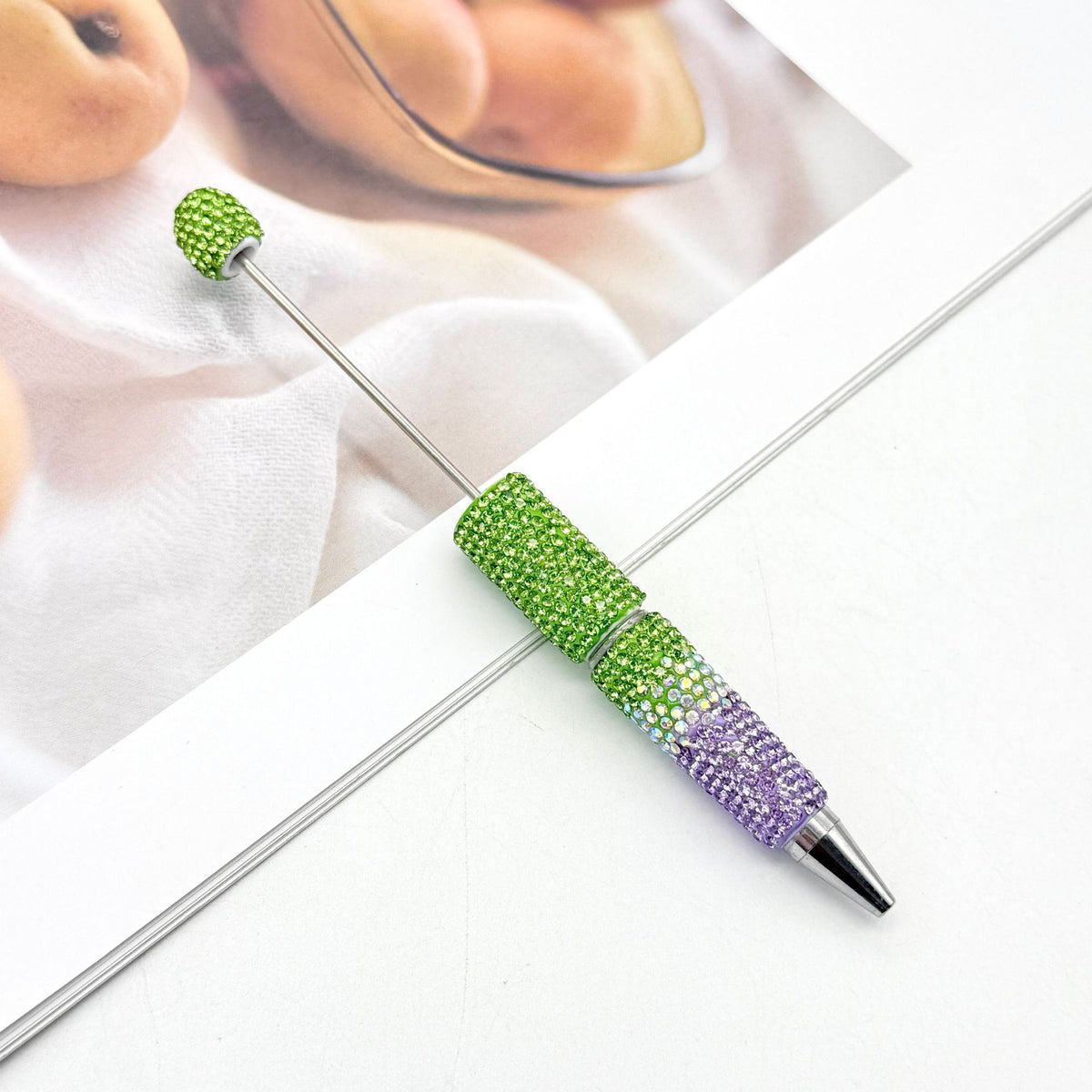 New Three-color Gradient Full-diamond Beaded Pen | DIY Beadable Pen Craft Gift Idea