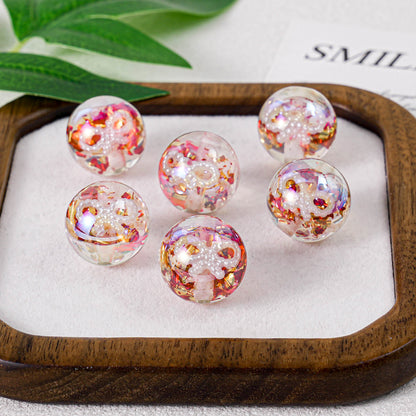 16mm Gold Foil Bow Acrylic Straight Hole Beaded