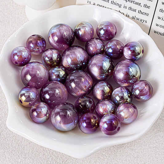New Electroplated Grape Purple Through-hole Beads