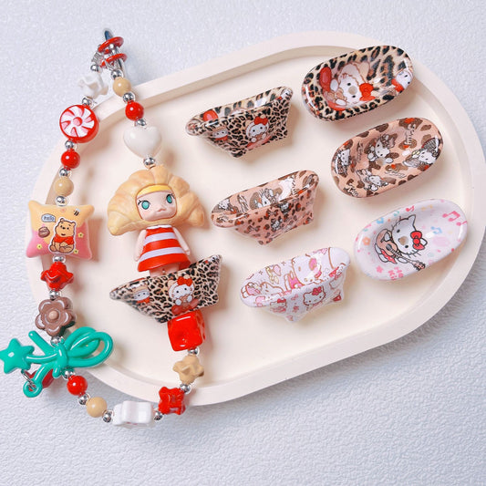 Cartoon Print Cute Bathtub Acrylic Straight Hole Beads