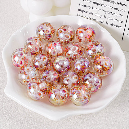 16mm Gold Foil Bow Acrylic Straight Hole Beaded