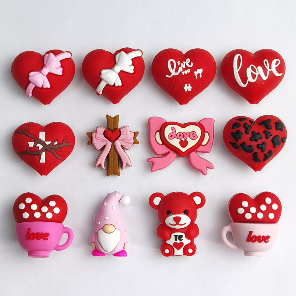 Valentine's Day Romantic Heart Bow Silicone Beaded String | Silicone Focal Bead for DIY Keychain & Pen Wrap