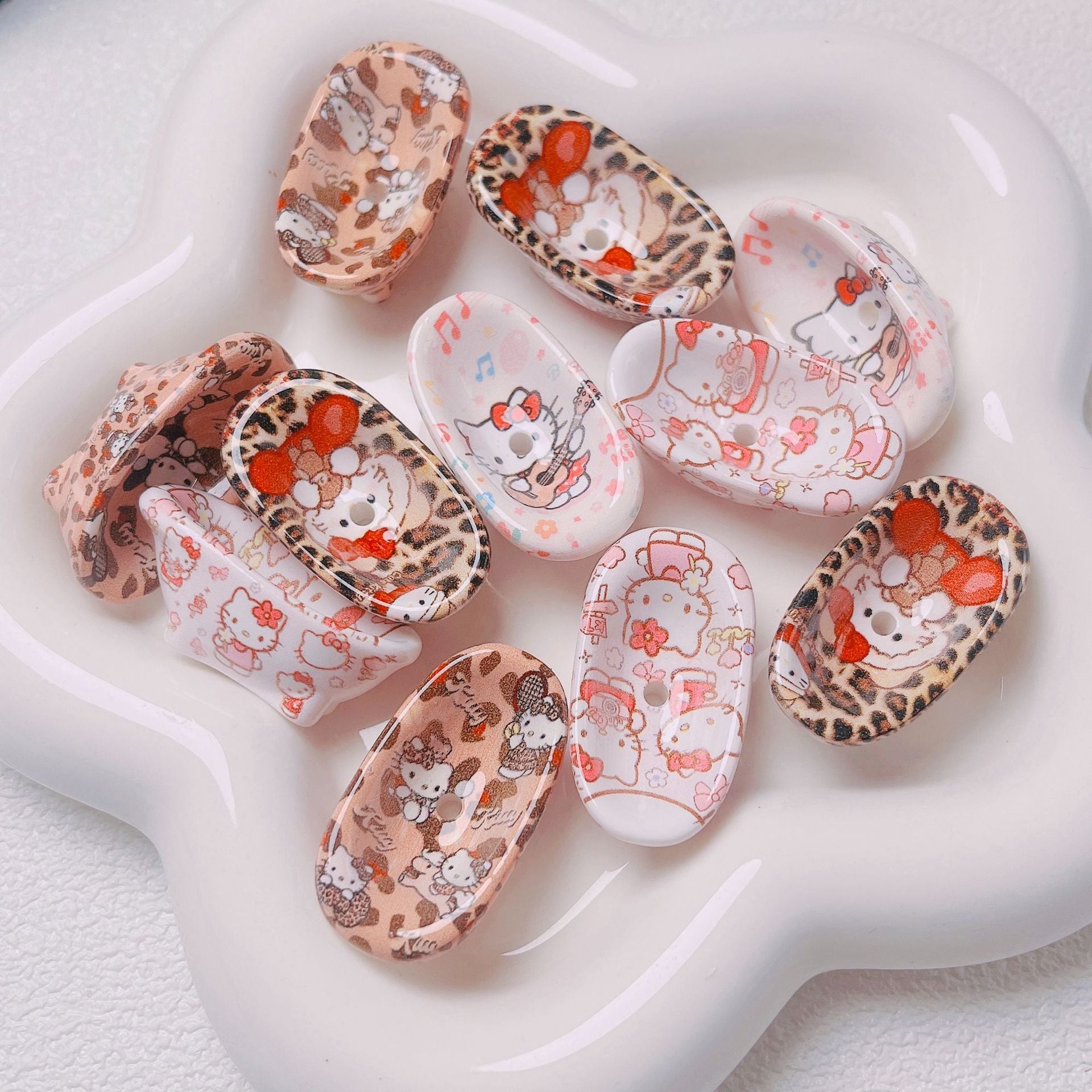 Cartoon Print Cute Bathtub Acrylic Straight Hole Beads | Acrylic Bead for DIY Bracelet Keychain Jewelry Making