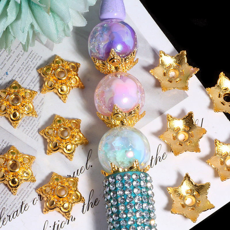 New Alloy Hexagonal Star Spacer Bead Holder | Metal Rhinestone Bead for DIY Jewelry & Bracelet Craft