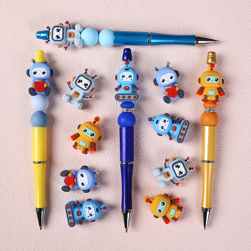 3D Creative Robot Silicone Focus Beads | Silicone Focal Bead for DIY Keychain & Pen Wrap