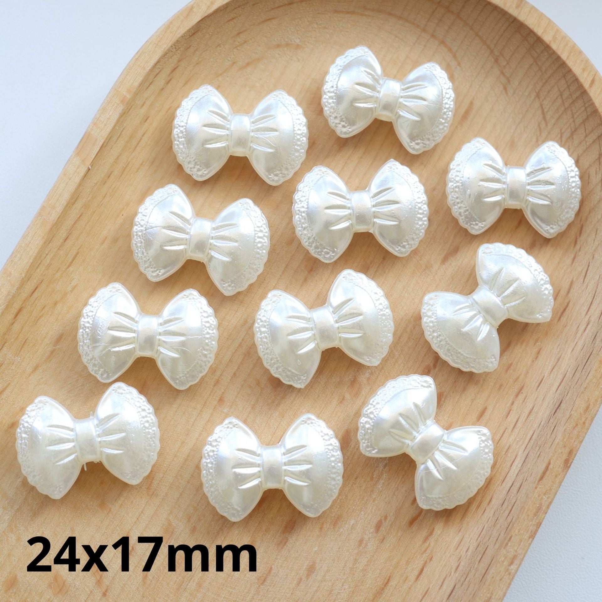 Imitation Pearl, Pearlescent Bow Tie/bow with Straight Beading Holes | Acrylic Bead for DIY Bracelet Keychain Jewelry Making