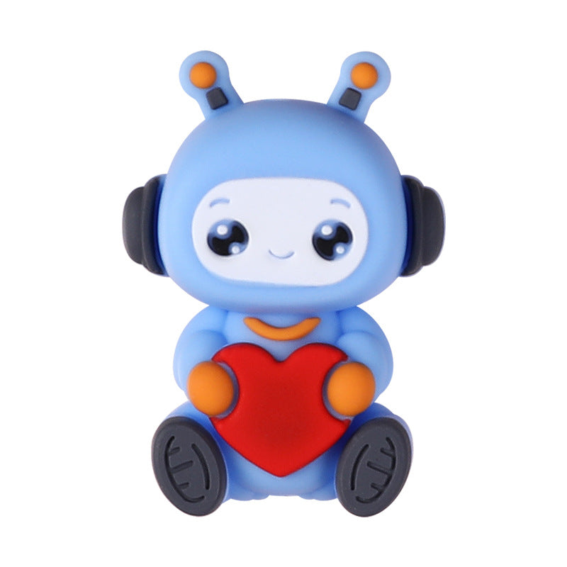 3D Creative Robot Silicone Focus Beads | Silicone Focal Bead for DIY Keychain & Pen Wrap