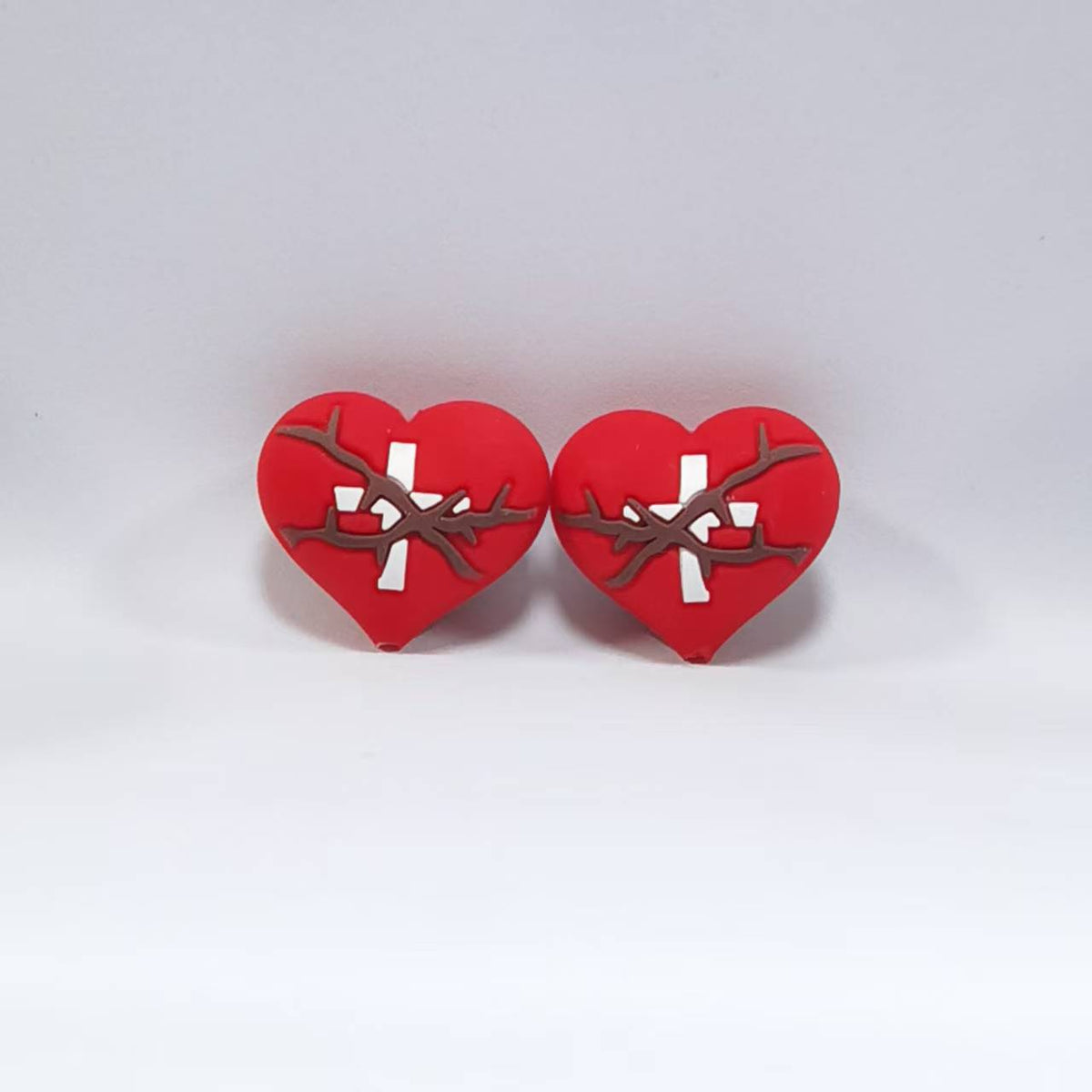 Valentine's Day Romantic Heart Bow Silicone Beaded String | Silicone Focal Bead for DIY Keychain & Pen Wrap