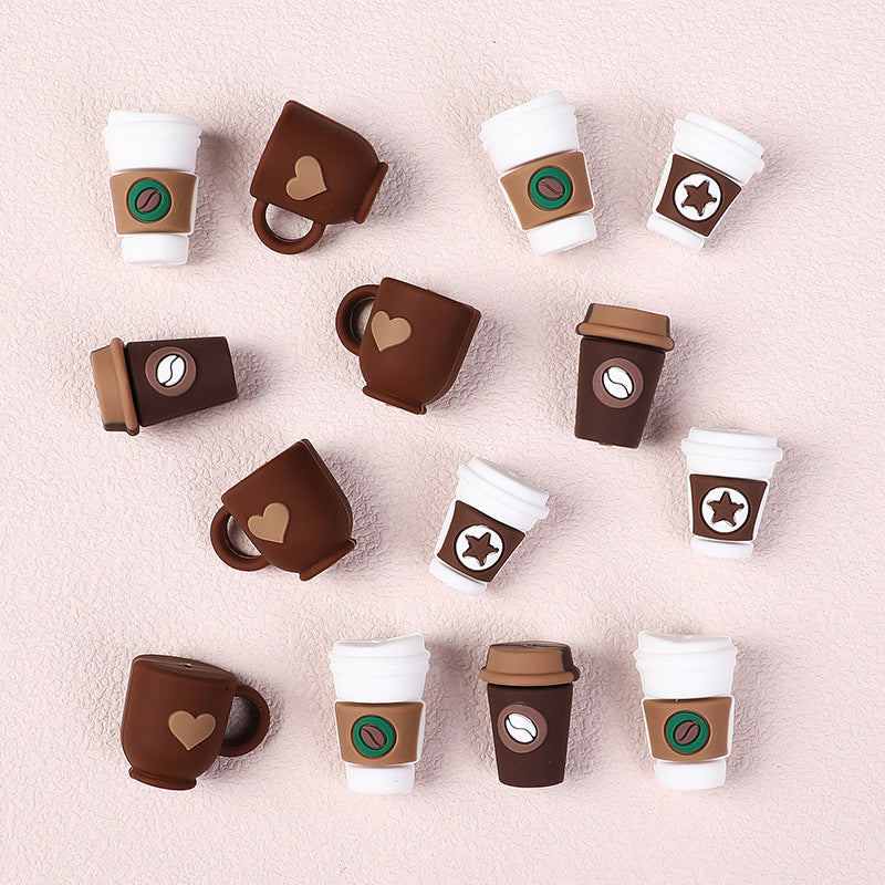 New 3D Coffee Cup Silicone Beaded Beads In Various Shapes | Silicone Focal Bead for DIY Keychain & Pen Wrap