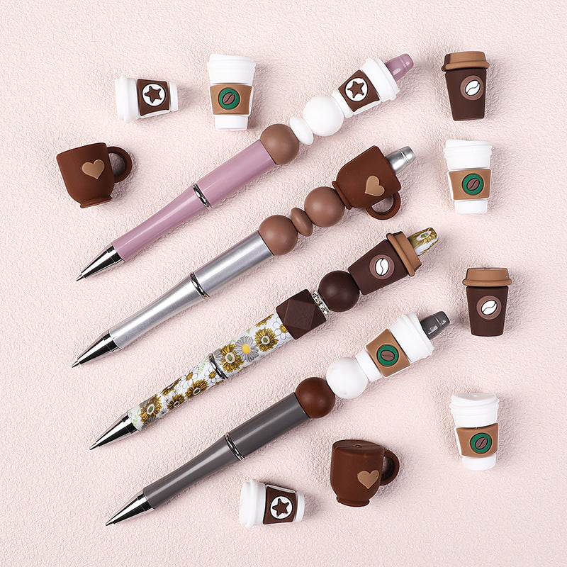 New 3D Coffee Cup Silicone Beaded Beads In Various Shapes | Silicone Focal Bead for DIY Keychain & Pen Wrap