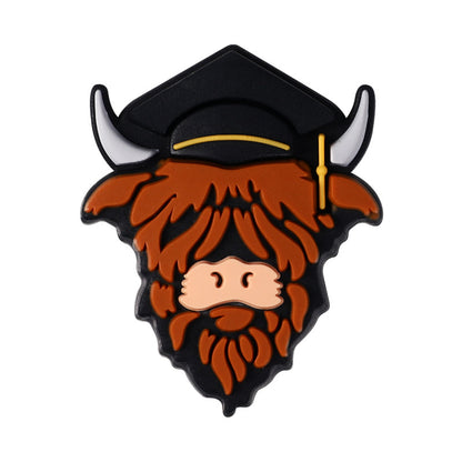 New Brown Highland Cow Silicone Focus Beads with A Hat | Silicone Focal Bead for DIY Keychain & Pen Wrap