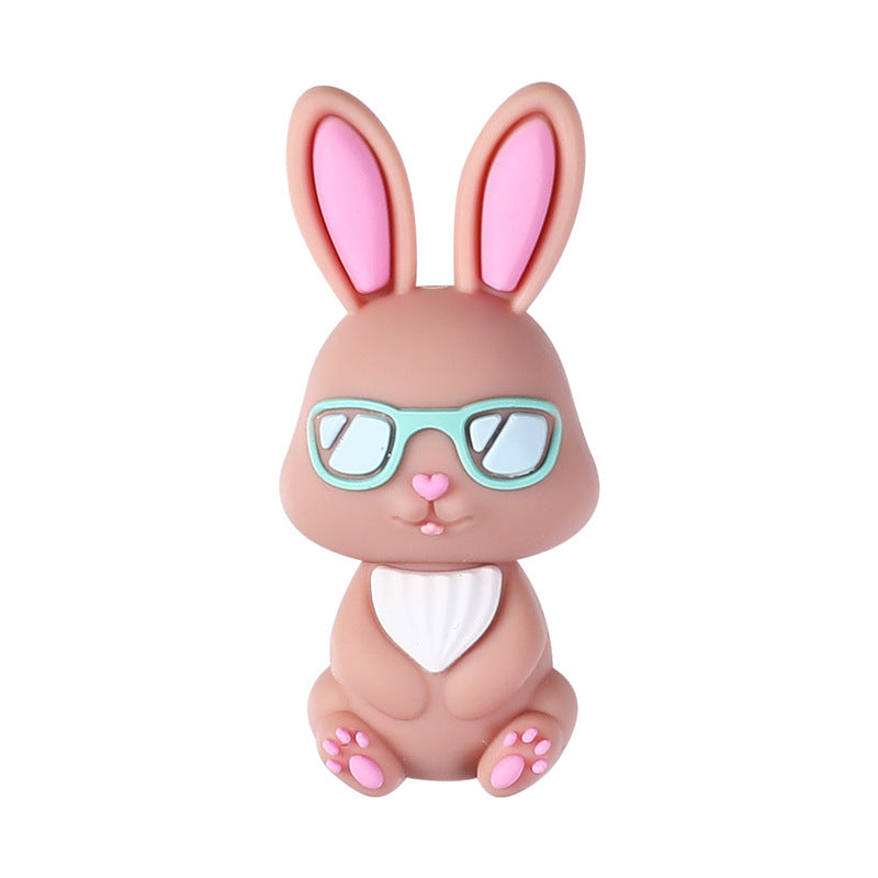 3D Cartoon Dwarf Bunny Easter Silicone Beaded String | Silicone Focal Bead for DIY Keychain & Pen Wrap