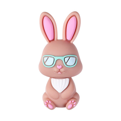 3D Cartoon Dwarf Bunny Easter Silicone Beaded String | Silicone Focal Bead for DIY Keychain & Pen Wrap