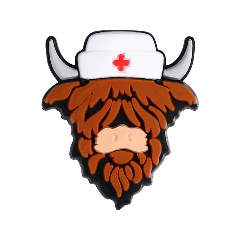 New Brown Highland Cow Silicone Focus Beads with A Hat | Silicone Focal Bead for DIY Keychain & Pen Wrap