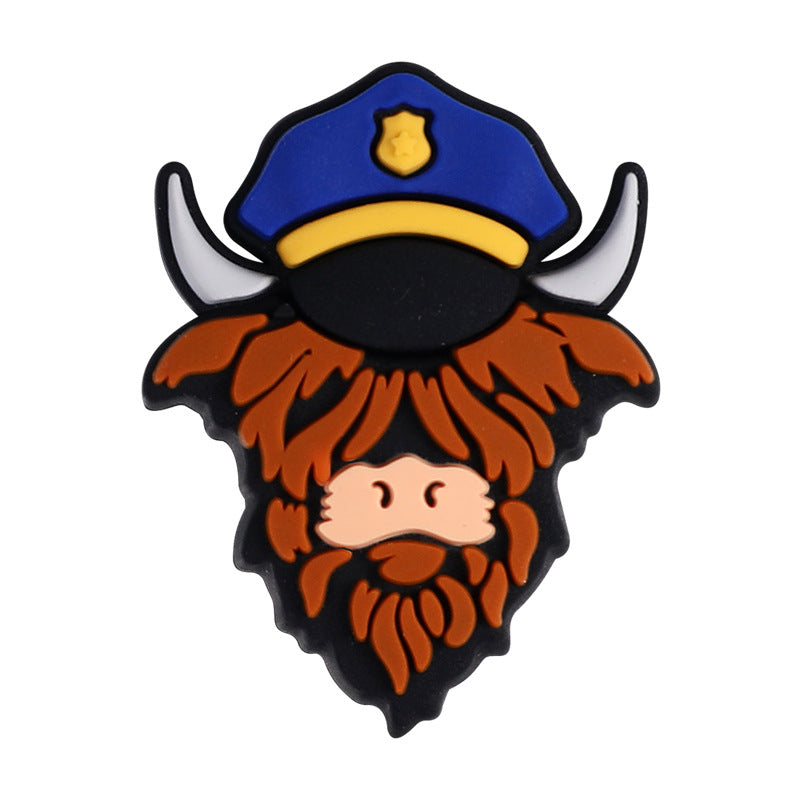 New Brown Highland Cow Silicone Focus Beads with A Hat | Silicone Focal Bead for DIY Keychain & Pen Wrap