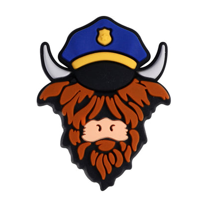 New Brown Highland Cow Silicone Focus Beads with A Hat | Silicone Focal Bead for DIY Keychain & Pen Wrap