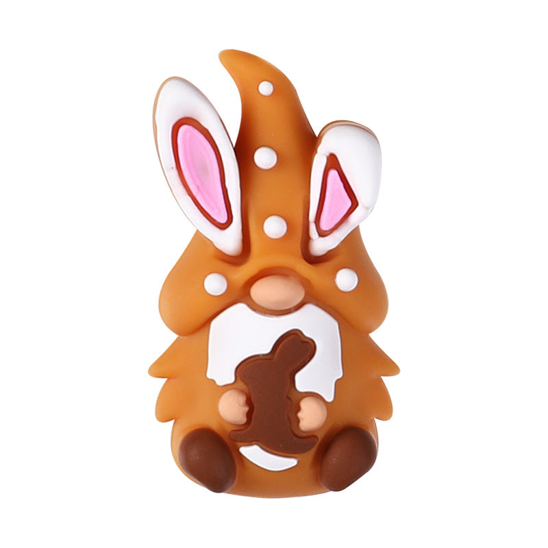 3D Cartoon Dwarf Bunny Easter Silicone Beaded String | Silicone Focal Bead for DIY Keychain & Pen Wrap