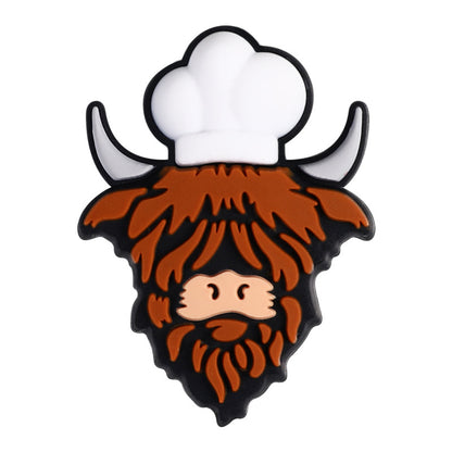 New Brown Highland Cow Silicone Focus Beads with A Hat | Silicone Focal Bead for DIY Keychain & Pen Wrap