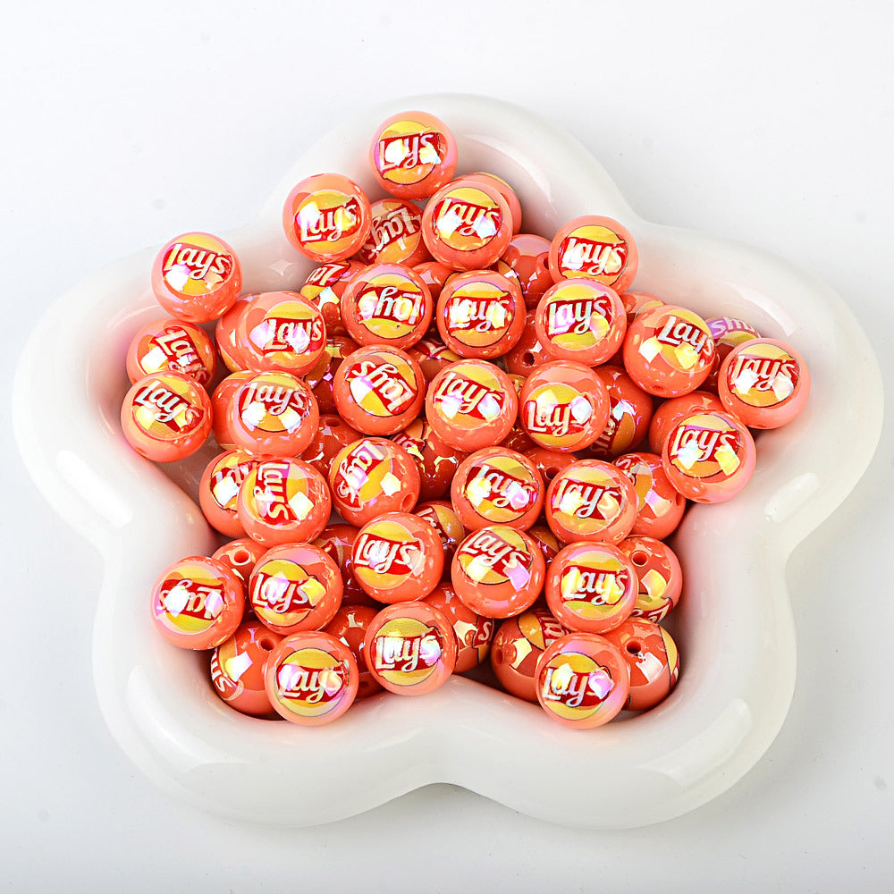 16mm New UV-coated Acrylic Straight Hole Beads with Hamburger and | Acrylic Bead for DIY Bracelet Keychain Jewelry Making