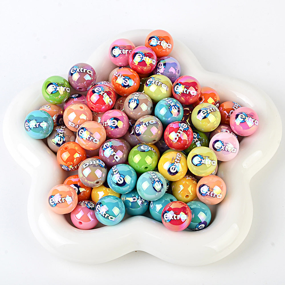 16mm New UV-coated Acrylic Straight Hole Beads with Hamburger and Cola Prints