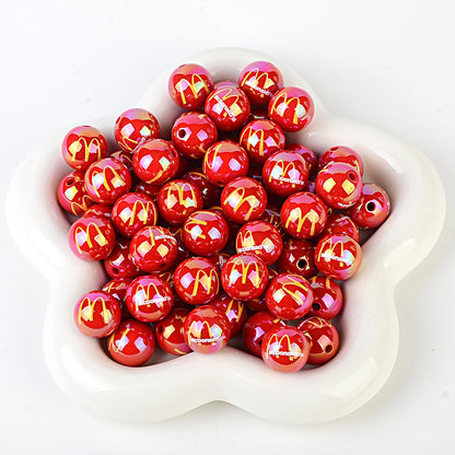 16mm New UV-coated Acrylic Straight Hole Beads with Hamburger and Cola Prints