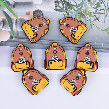 Yellow-brown Backpack-shaped Silicone Focus Beads | Silicone Focal Bead for DIY Keychain & Pen Wrap