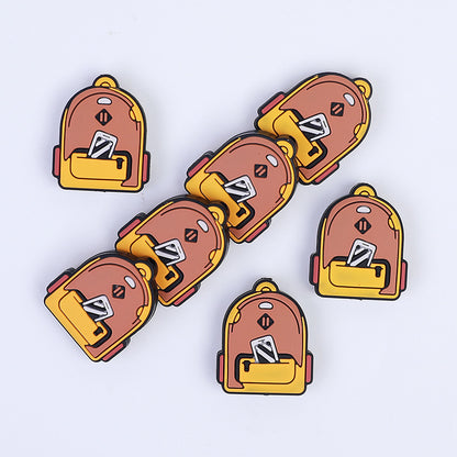 Yellow-brown Backpack-shaped Silicone Focus Beads | Silicone Focal Bead for DIY Keychain & Pen Wrap