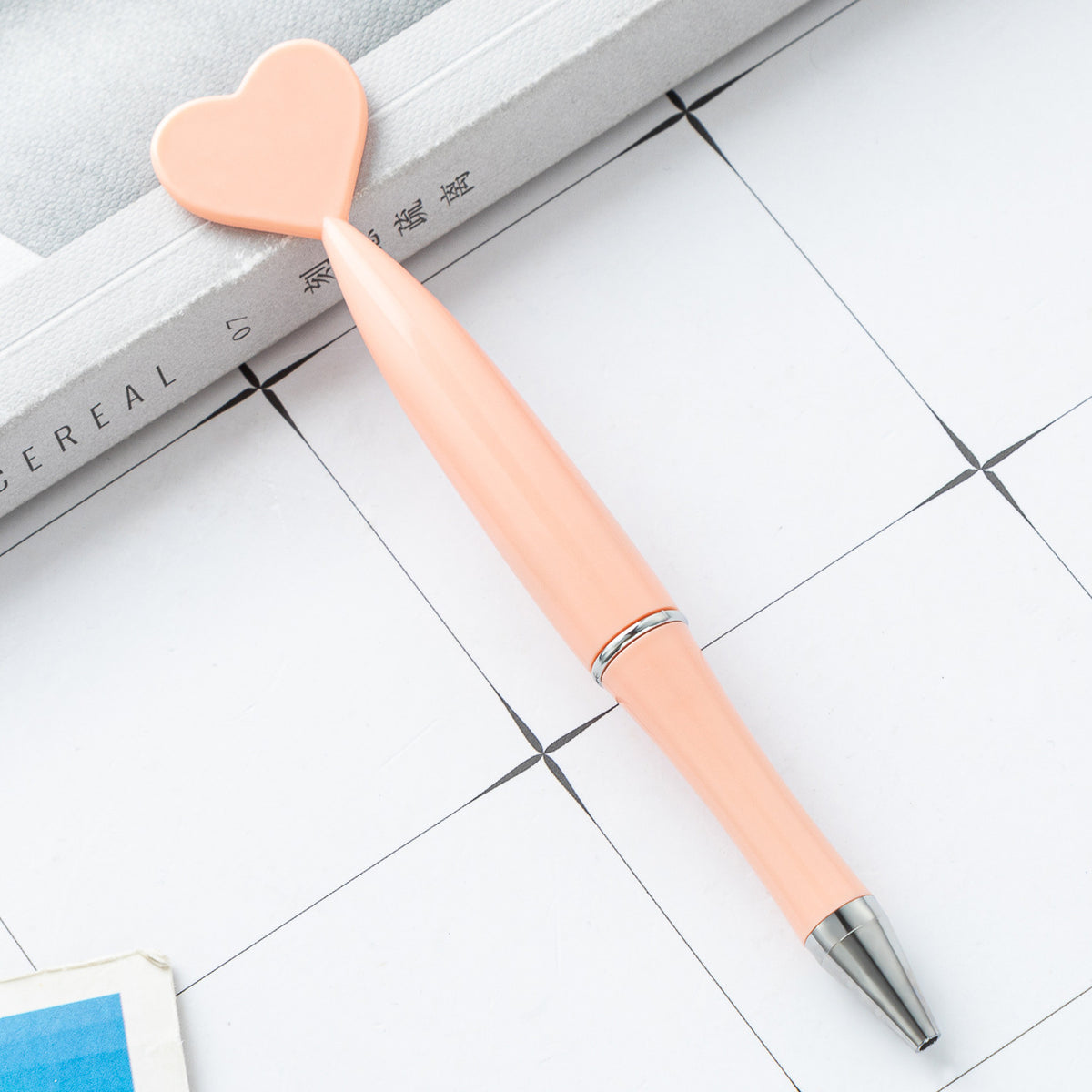 Multi-color Rotating Heart-shaped Plastic Ballpoint Pen | DIY Beadable Pen Craft Gift Idea