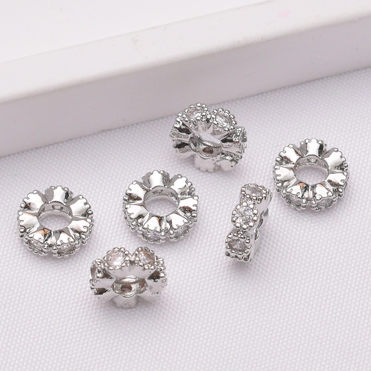 10MM Gold Spacer Beads with Large Holes and Inlaid with Dazzling | Metal Rhinestone Bead for DIY Jewelry & Bracelet Craft