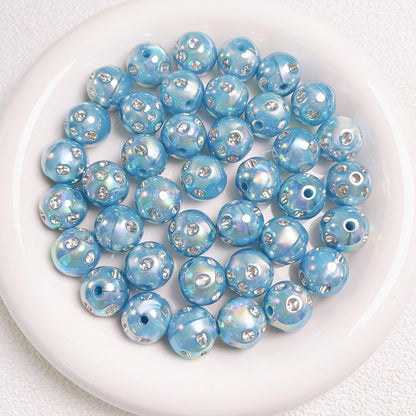 16mm UV Colored Heavy-duty Straight Hole Beads with Small Diamonds