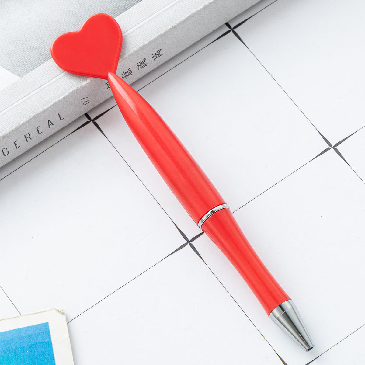 Multi-color Rotating Heart-shaped Plastic Ballpoint Pen | DIY Beadable Pen Craft Gift Idea