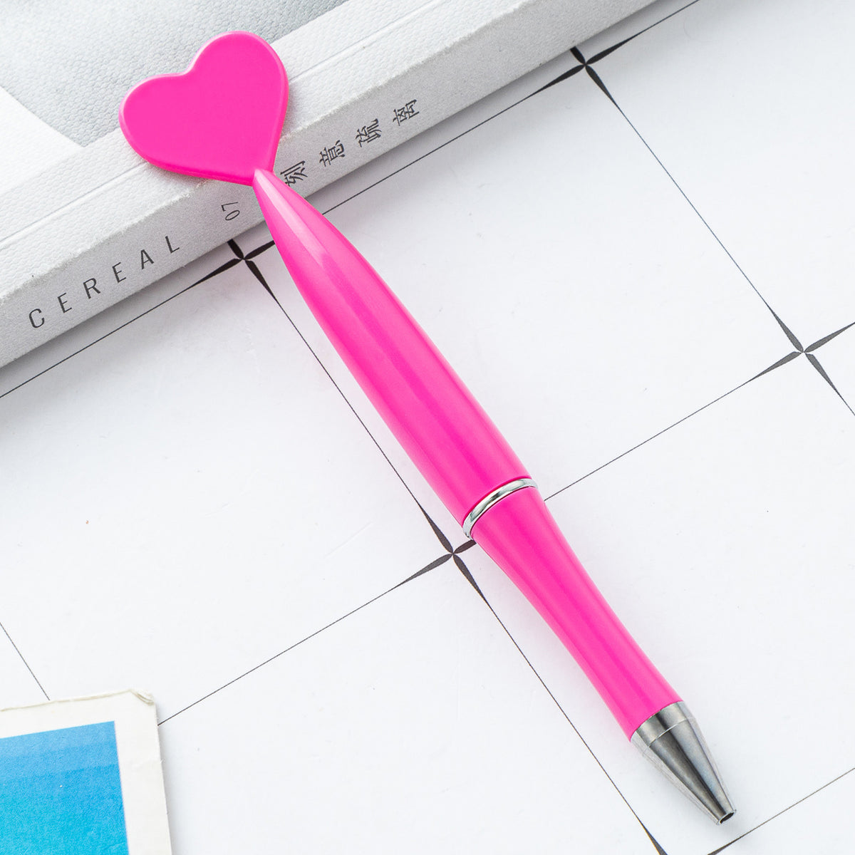 Multi-color Rotating Heart-shaped Plastic Ballpoint Pen | DIY Beadable Pen Craft Gift Idea