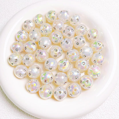 16mm UV Colored Heavy-duty Straight Hole Beads with Small Diamonds
