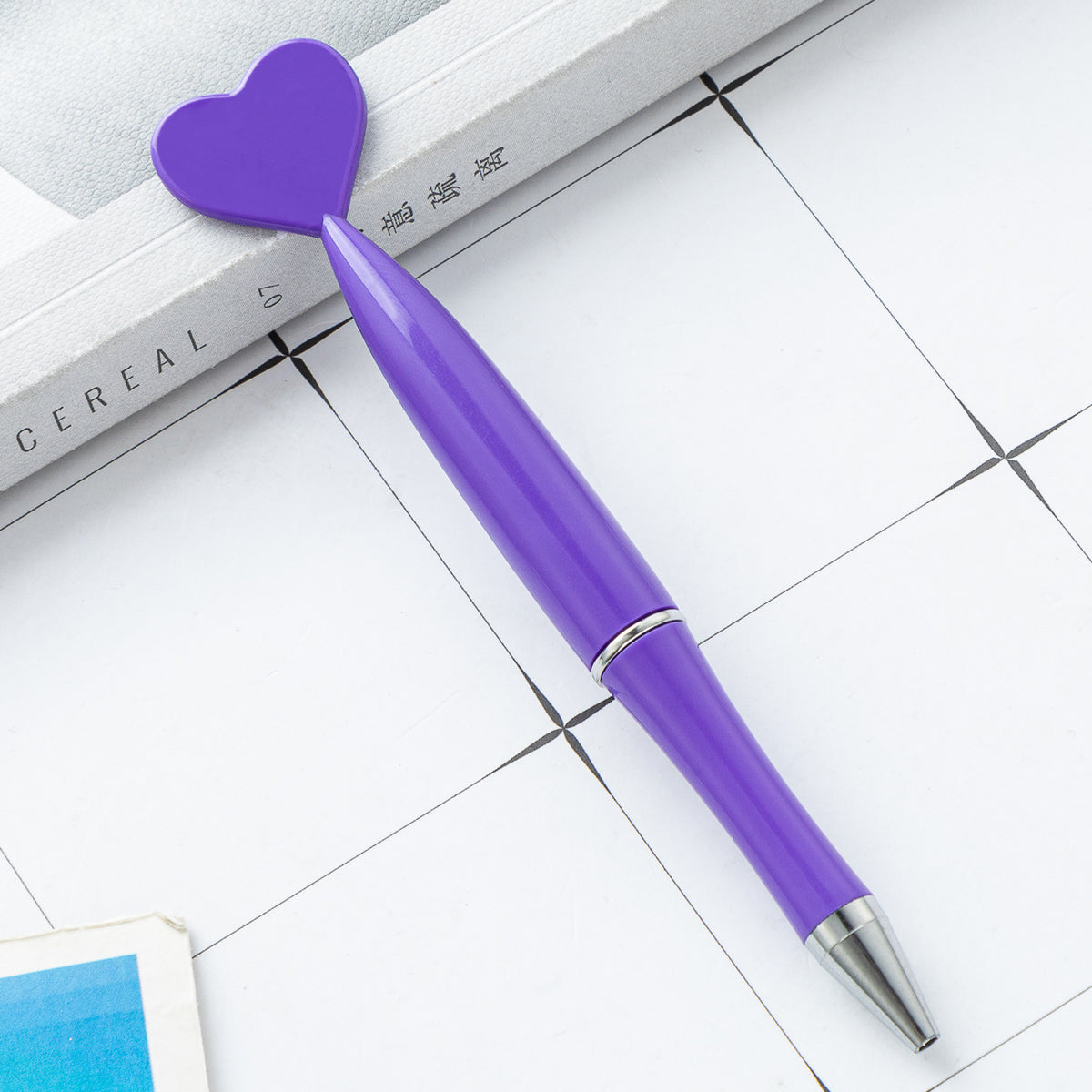 Multi-color Rotating Heart-shaped Plastic Ballpoint Pen | DIY Beadable Pen Craft Gift Idea